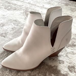 Frye Reina Leather Cut Out Booties White